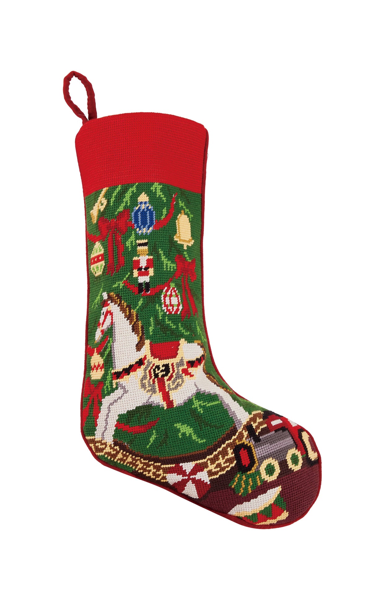 Christmas Rocking Horse Embroidered Stocking