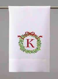Christmas Wreath Monogram Guest Towel