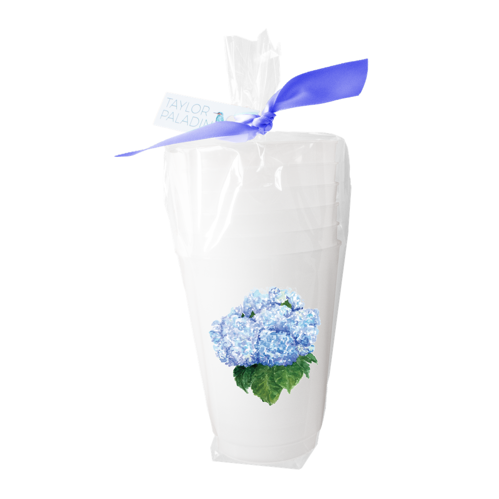 Blue Hydrangea Frosted Cups | Set of 6
