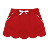 Girls Scallop Skort - Red Twill