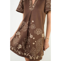Short Sleeve Embroidered Detail Dress