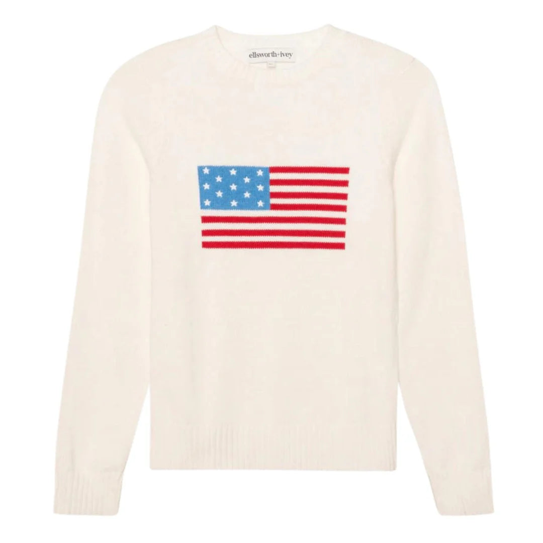 Classic Crew- American Flag White