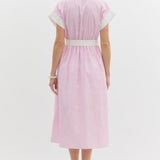 Floral Embroidery Striped Dress
