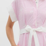 Floral Embroidery Striped Dress
