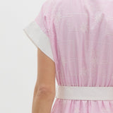 Floral Embroidery Striped Dress