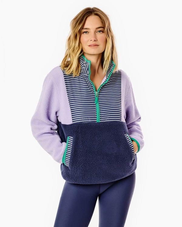 Fleece Everyday Sherpa Outerwear Lavender/Navy Stripe