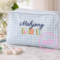 Mahjong Large Clear-Coated Tote Bag (Blue)