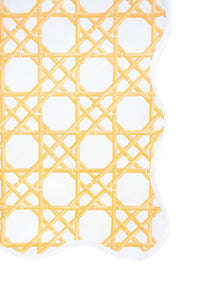 WHOLESALE Scalloped Square Table Topper | Gold Cane