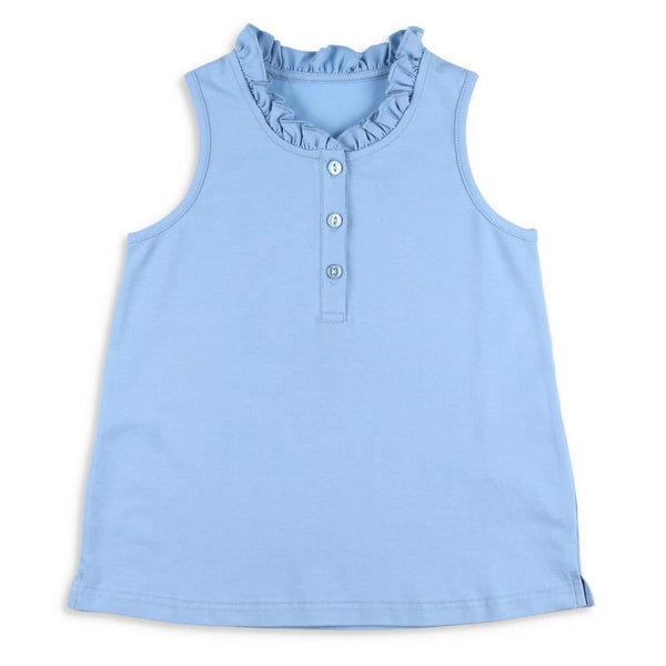 Girls Ruffle Neck Polo - Alys Beach Blue