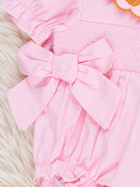 Pumpkin Darling Embroidered 100% Cotton Smocked Romper