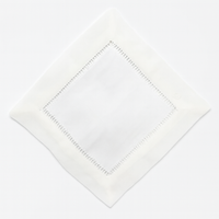 White Classic Hemstitch Linen Blend 6-Inch Napkin Coaster