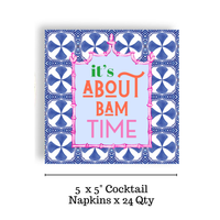 Mahjong "It's About Bam Time" Blue Tile 24ct Cocktail Napkin