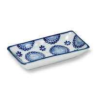 Blue/White Small Rectangle Dish-6Asst-3.5
