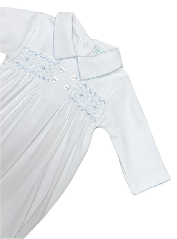Boys Hand Smocked Footie 100% Pima Celine & Tom Collection