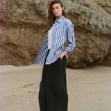 Cotton Striped Button Down Shirt Top