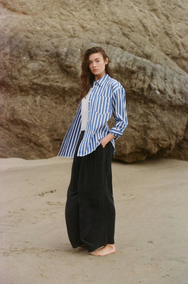 Cotton Striped Button Down Shirt Top