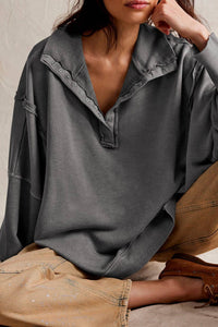 Half button outseam oversized sweatshirt