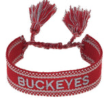 Ohio State Buckeyes Woven Tassel Bracelet in Red