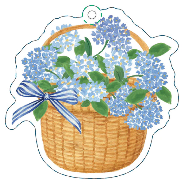 Blue Hydrangeas Basket Die-Cut Gift Tags