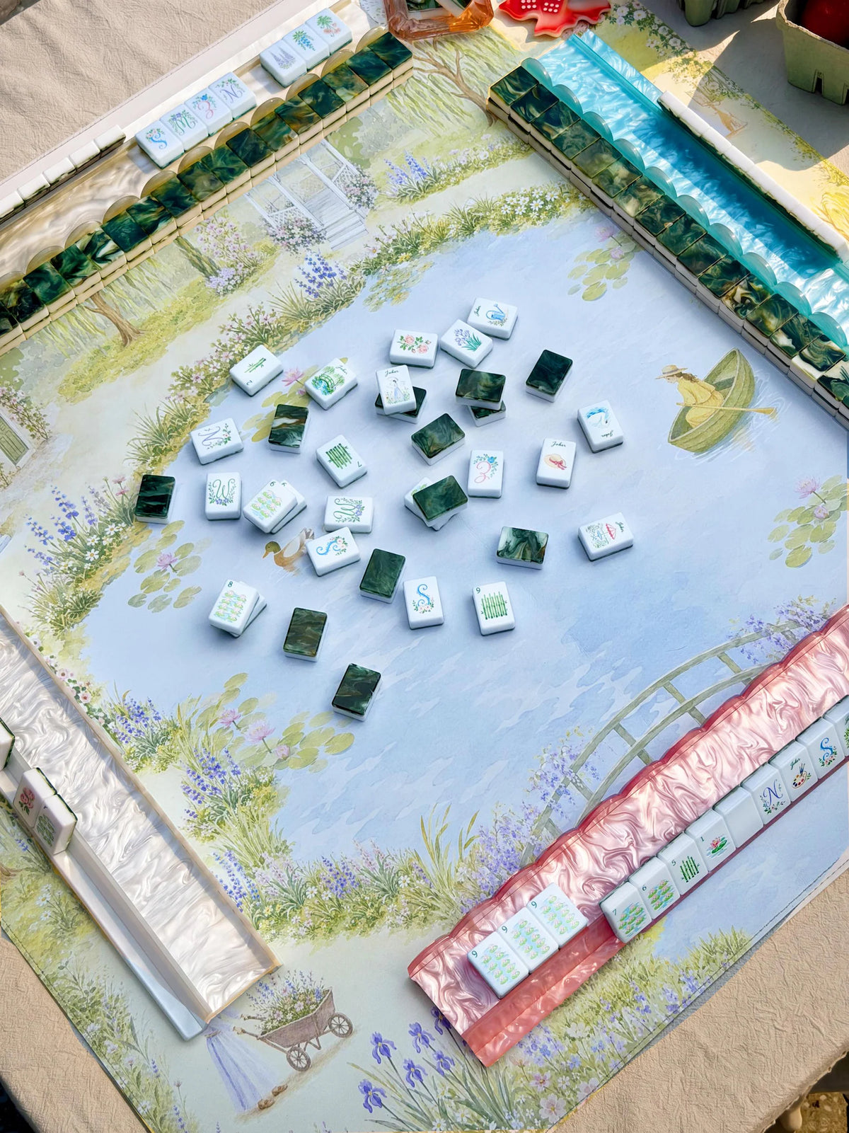 Double-Sided Leatherette American Mahjong Mat, The Garden Path