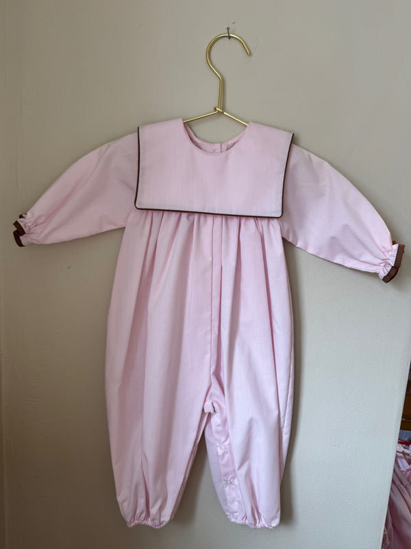 Girls Pink Longall with Toffee trim