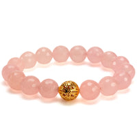 Gemstone Bead Elastic Bracelet with Gold Accent Bead