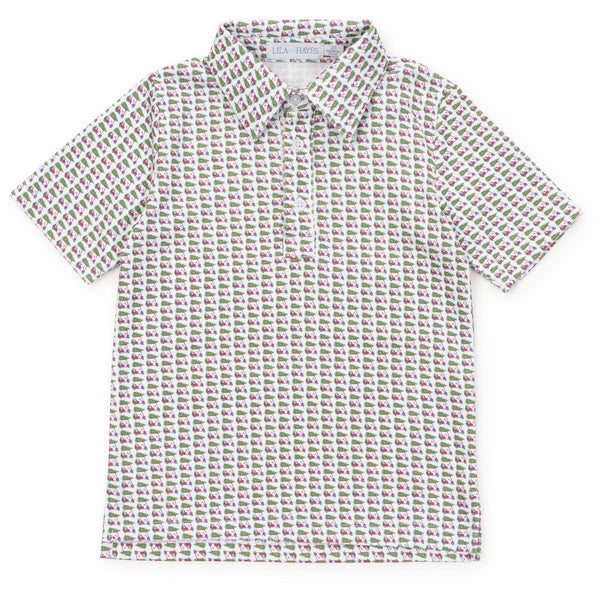 Lila and Hayes Griffin Boys' Polo - Christmas at the Club