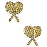 Double Tennis Racket Stud - Gold