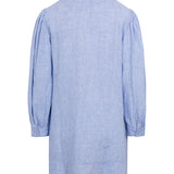 Long Sleeve Elephant Dress Blue Linen by Kate Leigh