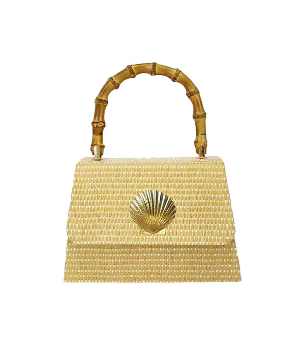Straw Lulu Bag - Scallop charm