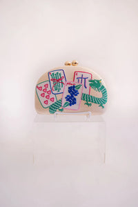Mahjong Clutch Embroidered