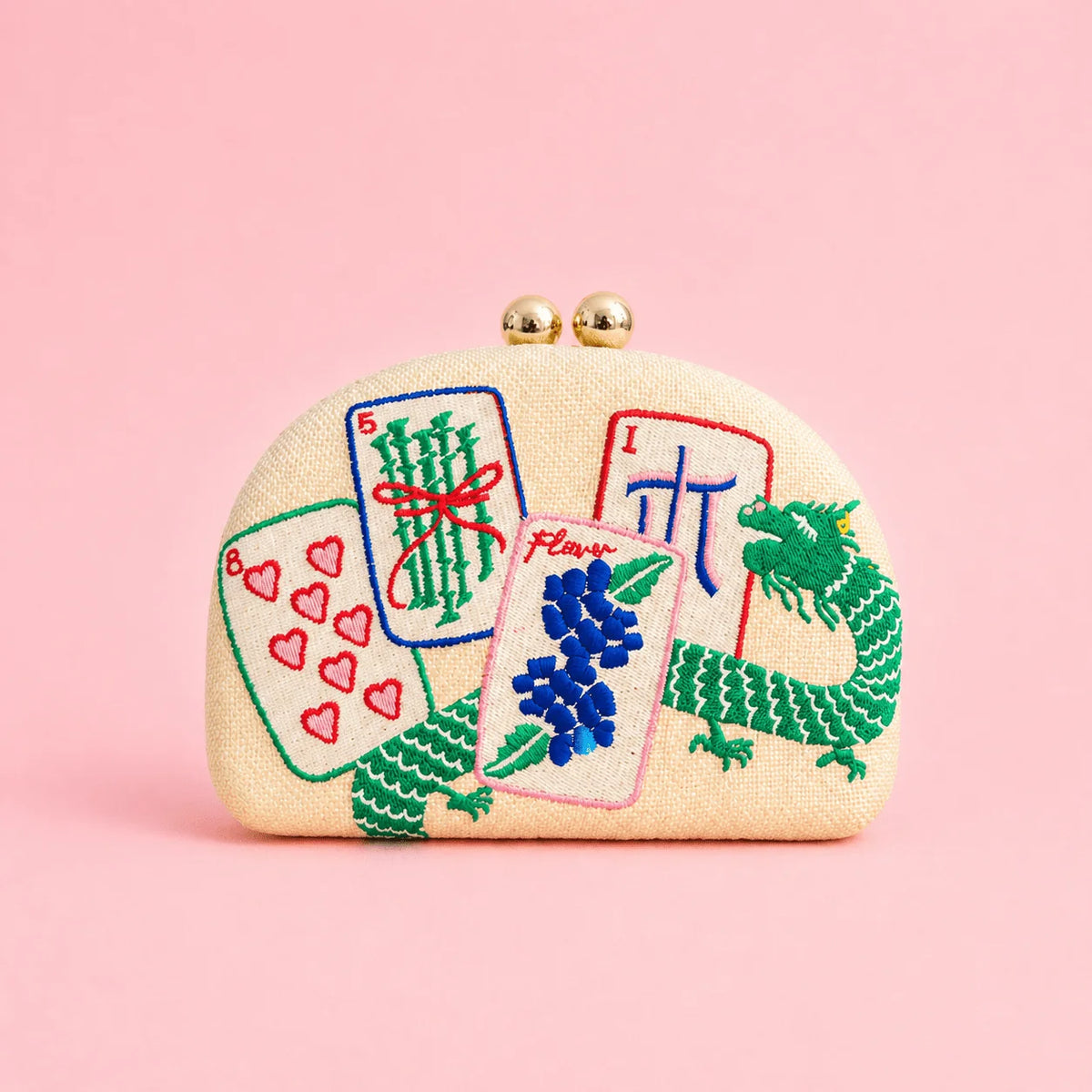 Mahjong Clutch Embroidered