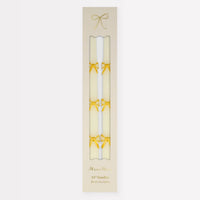 Gold Bow Taper Candles