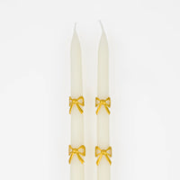 Gold Bow Taper Candles