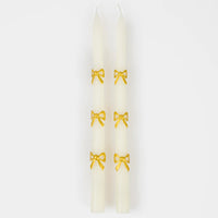 Gold Bow Taper Candles