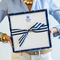 Lacquer Scalloped Tray/Notepad Navy