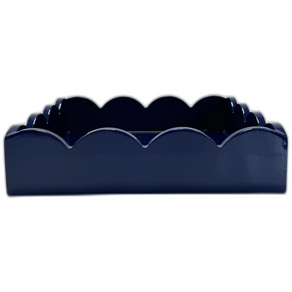 Lacquer Scalloped Tray/Notepad Navy