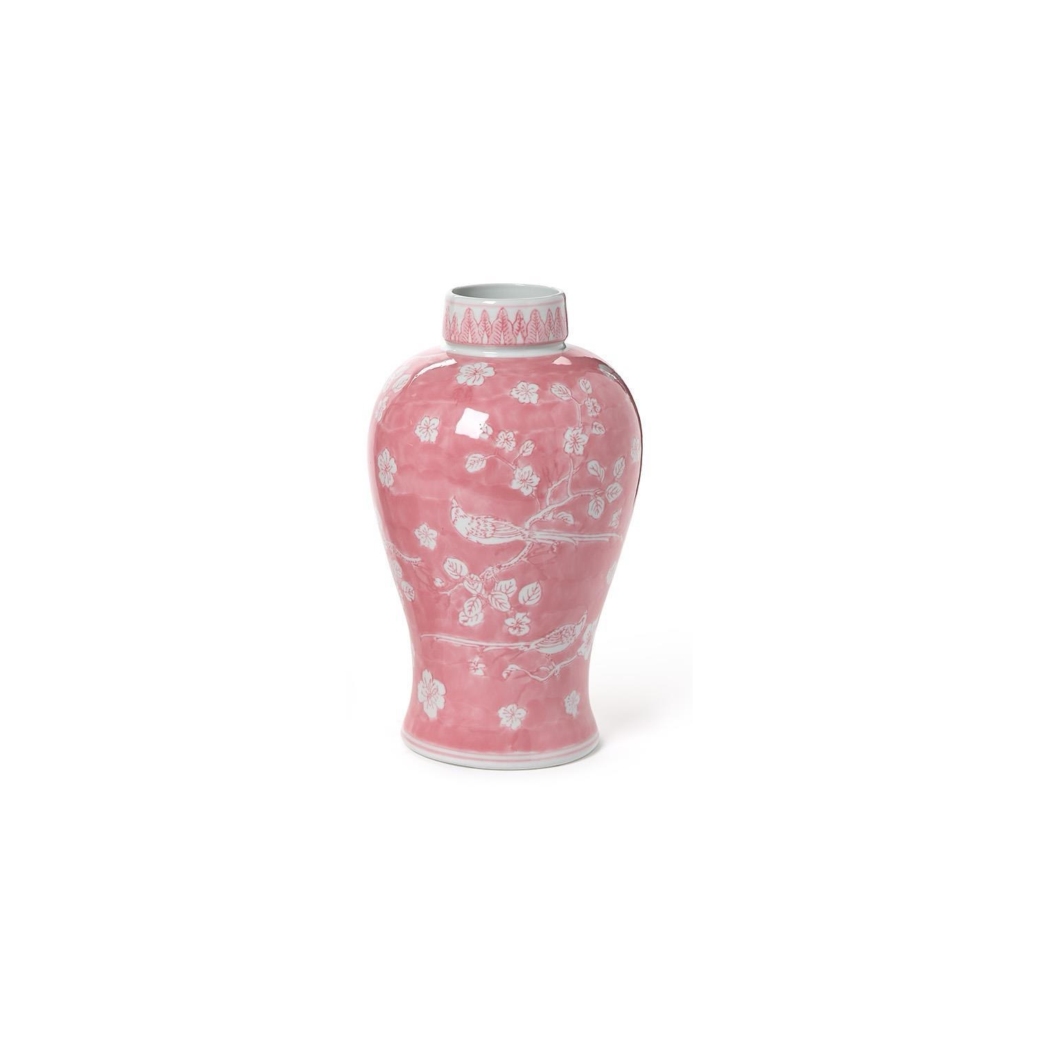 Hand-Painted Pink Chinoiserie Vases / Jar - Ceramic