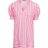 Elephant Dress Short Sleeve Pink and White Stripe by Kate Leigh