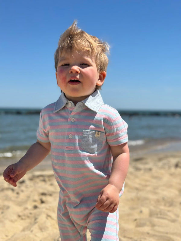 Saltash Polo Romper Pink Sky