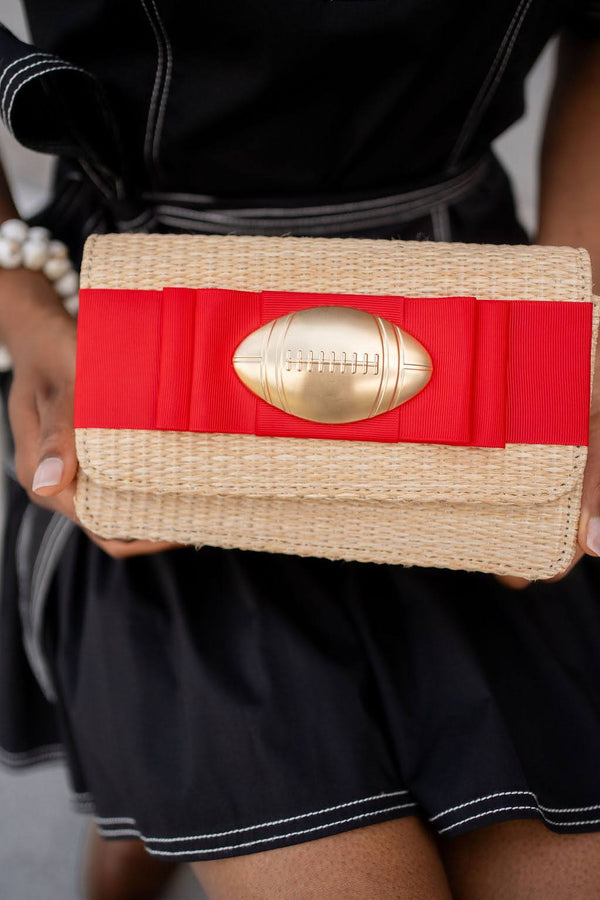 Ruby Straw Clutch Gameday