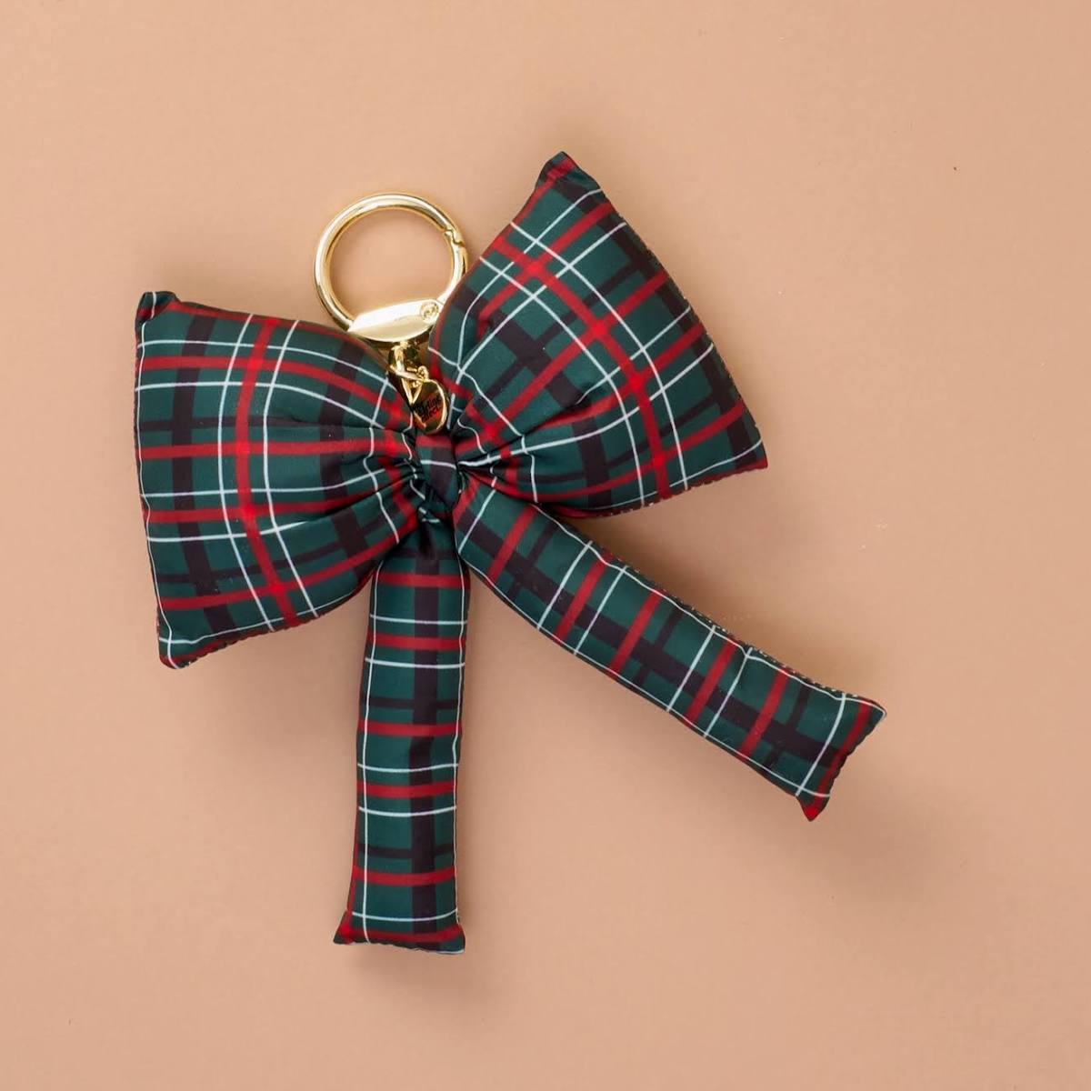 Puffy Bow Bag Charm - Classic Plaid