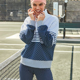 Addison Bay Dottie Stripe Varsity Quarter Zip