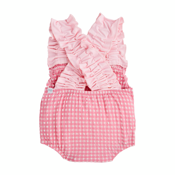Pink Crinkle Gingham Swimsuit