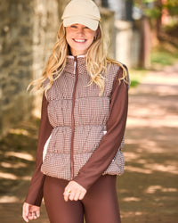 Addison Bay Puffer Whitfield Vest - Milk Chocolate Gingham