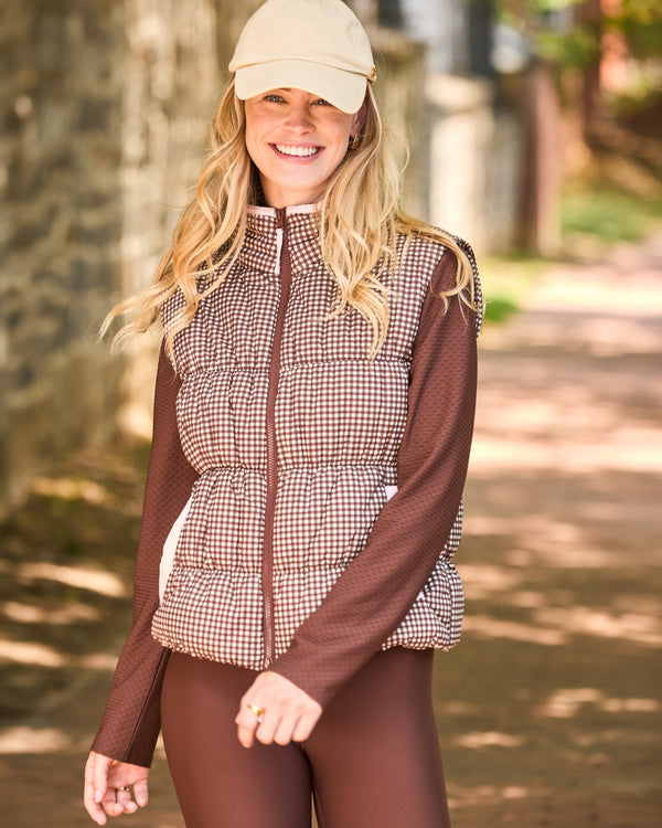 Puffer Whitfield Vest (Milk Chocolate Gingham)