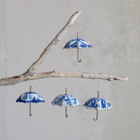 Hand-Painted Stoneware & Metal Umbrella Ornament