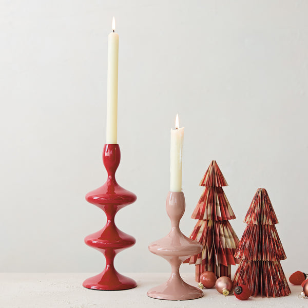 enameled cast aluminum candle holder
