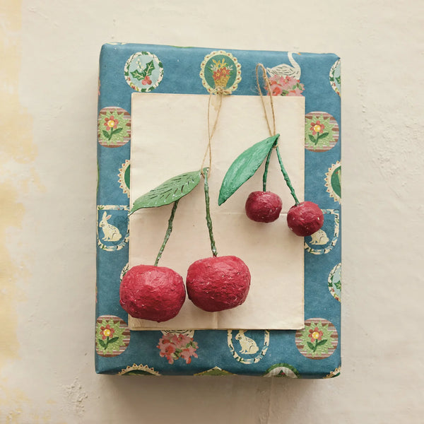 Paper Mache Cherries Ornament