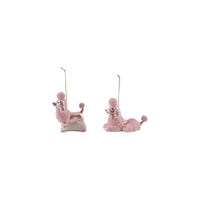 Glass Poodle Ornament with Beads